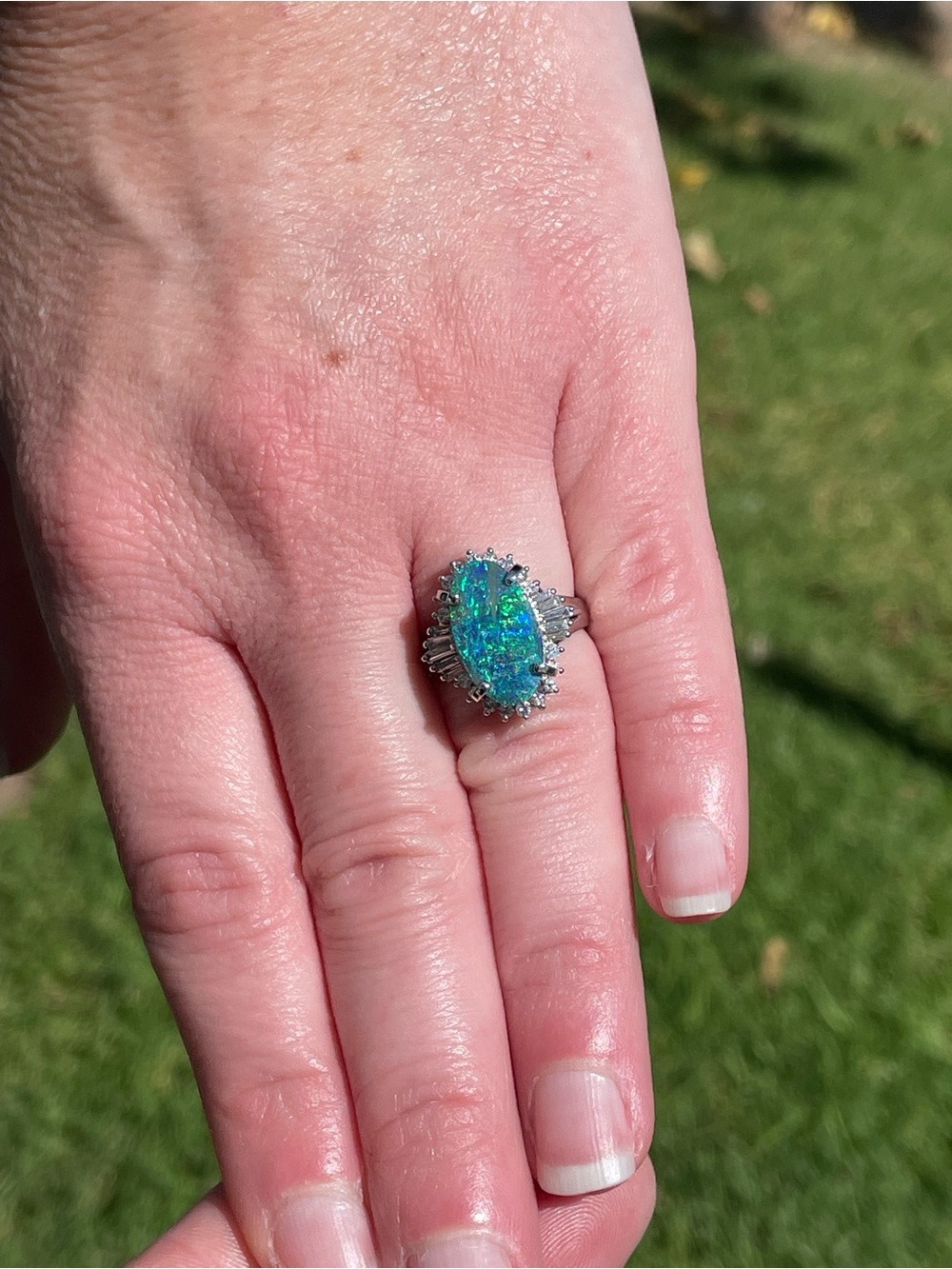 Australian Boulder Opal , platinum and diamond ring - Picture 15 of 16